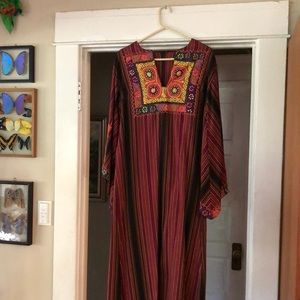 Exquisite 1970s couture maskit Israel hand embroidered kaftan